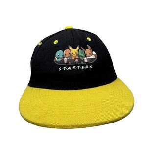 Starters Pokemon Hat Pikachu Eevee Snapback Black Yellow Adjustable Cap
